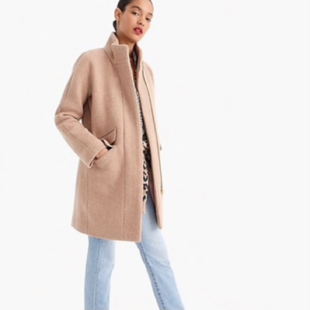 J. Crew Stadium Cloth Cocoon Wool Tan Cream Size 4